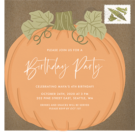 'Playful Pumpkin' Kids Birthday Invitation