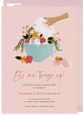 'Floral Mixer' Adult Birthday Invitation