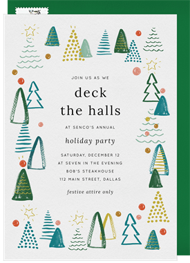 'Playful Evergreens' Holiday Party Invitation