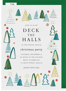 'Playful Evergreens' Christmas Party Invitation