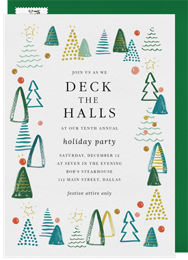 'Playful Evergreens' Business Holiday Party Invitation