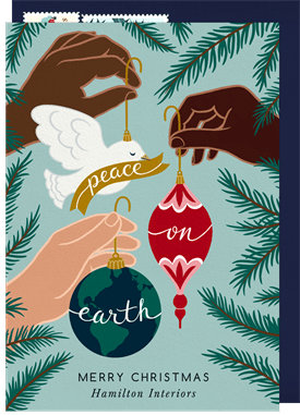'Peace On Earth Ornaments' Business Holiday Greetings Card