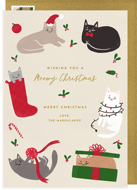 'Meowy Christmas' Christmas Greetings Card