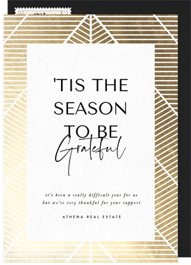 'Gilded Gratitude' Business Holiday Greetings Card