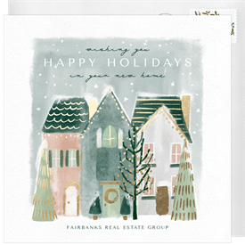 'Festive Row House' Business Holiday Greetings Card