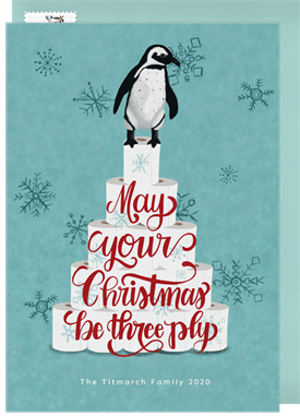 'Three Ply Penguin' Holiday Greetings Card