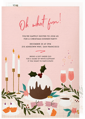 'Festive Dinner Party' Christmas Party Invitation