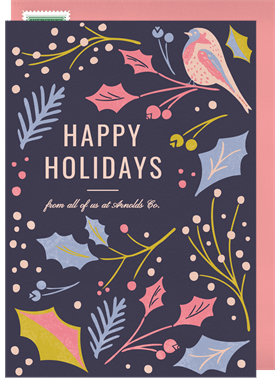 'Bird Botanical' Business Holiday Greetings Card