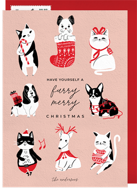 'Festive Fur Babies' Holiday Greetings Card