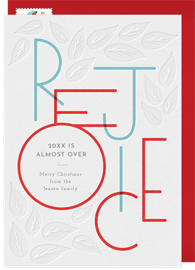 'Letterpress Rejoice' Christmas Greetings Card