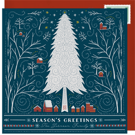 'Winter Pine Village' Holiday Greetings Card