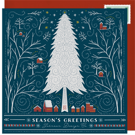 'Winter Pine Village' Business Holiday Greetings Card