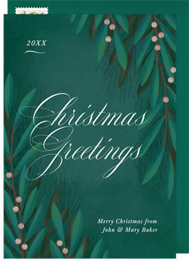 'Rich Greenery' Christmas Greetings Card