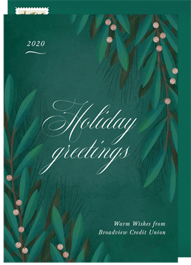 'Rich Greenery' Business Holiday Greetings Card