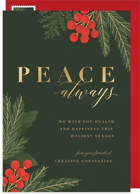'Peace Always' Business Holiday Greetings Card