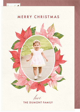 'Watercolor Poinsettia Frame' Holiday Greetings Card