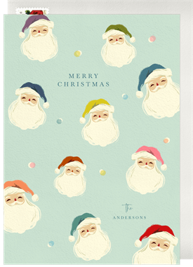 'Colorful Santas' Christmas Greetings Card