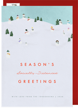 'Socially Distant Snowmen' Holiday Greetings Card