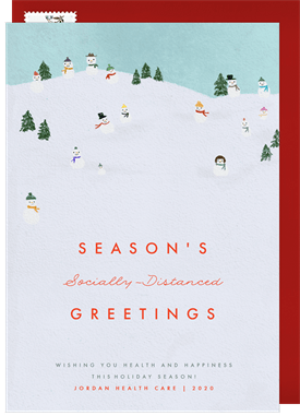 'Socially Distant Snowmen' Business Holiday Greetings Card