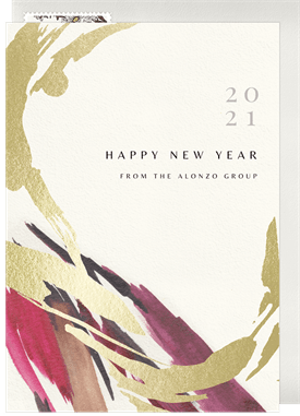 'Gold Accent Swirl' Business New Year's Greeting Card