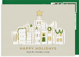 'Playful City Skyline' Business Holiday Greetings Card