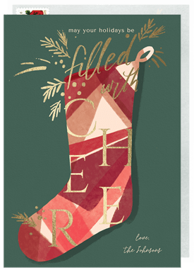 'Cheer Filled Stocking' Holiday Greetings Card