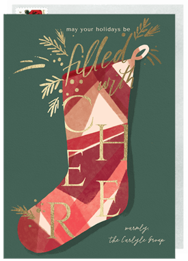 'Cheer Filled Stocking' Business Holiday Greetings Card
