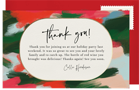 'Colorful Strokes' Holiday Party Thank You Note