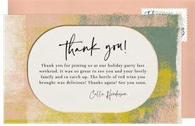 'Colorful Strokes' Holiday Party Thank You Note