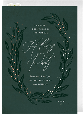 'Twinkling Berries' Holiday Party Invitation