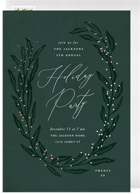 'Twinkling Berries' Business Holiday Party Invitation