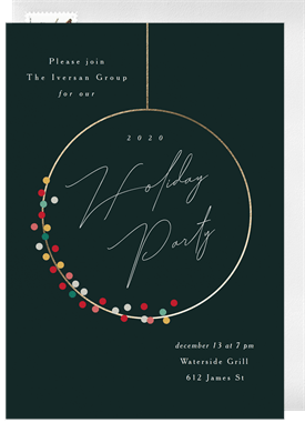 'Gold Circle Wreath' Business Holiday Party Invitation
