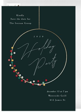 'Gold Circle Wreath' Business Holiday Party Save the Date
