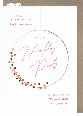 'Gold Circle Wreath' Business Holiday Party Save the Date