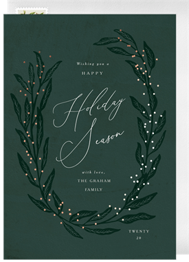 'Twinkling Berry Wreath' Holiday Greetings Card