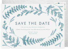 'Pressed Blue Foliage' Wedding Save the Date