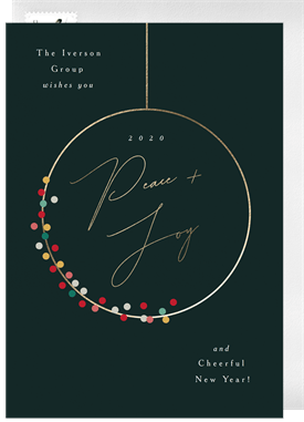 'Gold Circle Wreath' Business Holiday Greetings Card