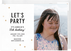 'Gold Stars' Adult Birthday Invitation