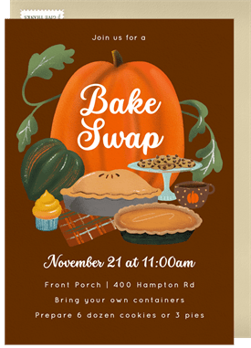 'Fall Bake Swap' Entertaining Invitation