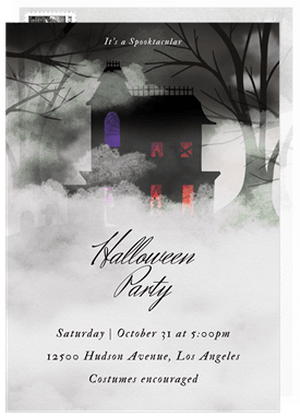 'Foggy Mansion' Halloween Invitation