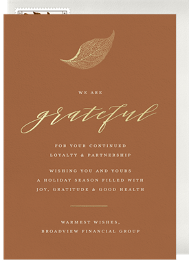 'Warmth & Gratitude' Business Thanksgiving Card