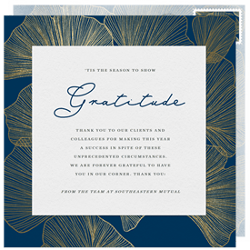 'Gilded Ginkgo Leaves' Business Thanksgiving Card
