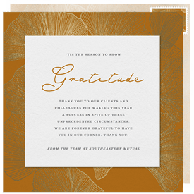 'Gilded Ginkgo Leaves' Business Thanksgiving Card