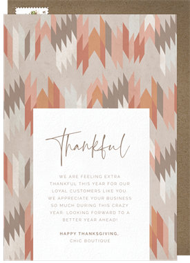 'Boho Pattern' Business Thanksgiving Card