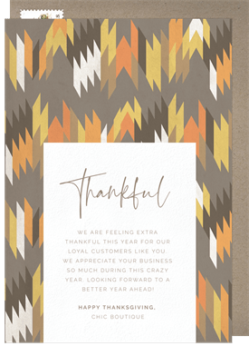 'Boho Pattern' Business Thanksgiving Card