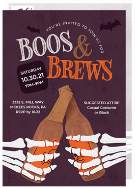 'Boos & Brews' Halloween Invitation