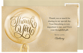 'Iridescent Confetti Balloon' Bridal Shower Thank You Note