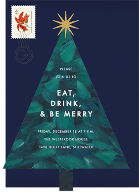 'Die Cut Evergreen' Holiday Party Invitation