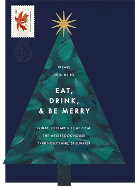 'Die Cut Evergreen' Christmas Party Invitation