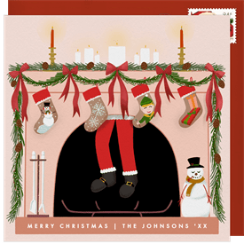 'Festive Mantle' Holiday Greetings Card